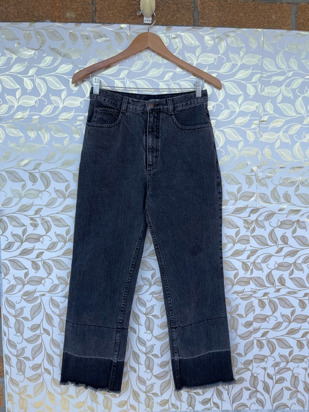Rachel Comey Legion Jeans Washed Black High Rise Wide Leg Raw Hem Denim 4
